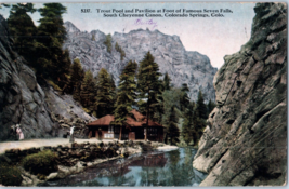 Trout Pool and Pavilion at Foot of Seven Falls Colorado Postcard Posted 1917 - £8.73 GBP