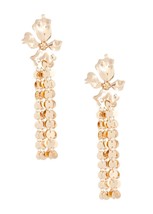 Flower Shaped Round Link Chain Fringe Tassel Drop Gold Plated Stud Earring - £33.60 GBP