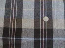 3590. Brown, Tan, Grey Plaid Wool Or Wool Blend Fabric - 58&quot; X 2 Yds. - £12.59 GBP