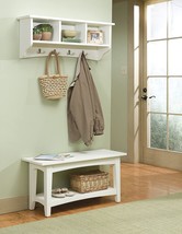 White Shaker Cottage Bench And Coat Hook Set From Alaterre. - £221.25 GBP