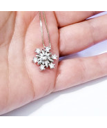 Snowflake Charm Necklace, Crystal Snowflake Pendant, Silver Charm Neckla... - £21.95 GBP
