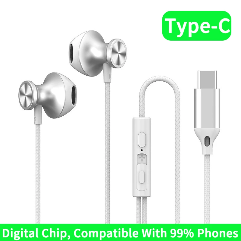 DAC Digital Chip Wired Earphones 3.5MM AUX/Type-C 9D HIFI Heavy Bass Surround St - £8.38 GBP