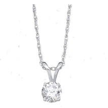 14k White Gold Womens Round Diamond Solitaire Fashion Pendant 1/2 Cttw - £1,004.52 GBP
