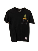 Neet Womens Small Black Pinapple Pocket Crew neck Short Sleeved T Shirt Top - $9.01