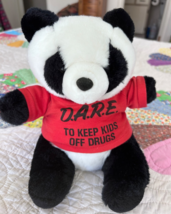 Vintage  DARE To Keep Kids Off Drugs Shirt 9&quot; plush panda bear teddy - $14.99