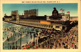 Rare Vintage VIEW- Young&#39;s Million Dollar Pier, Atlantic City, Nj Postcard BK33 - £2.71 GBP