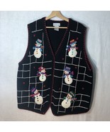 B P Designs Size XXL Black w Felt Appliqued Snowmen Vest Sweater Christmas - £23.21 GBP