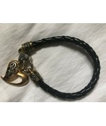 Cookie Lee Black Leather Like Bracelet with Gold Charm NWOT - $7.00
