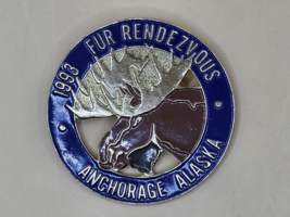 ANCHORAGE ALASKA-&quot;Fur Rendezvous 1993-Blue Color-Rondy-Metal-Moose-1 3/4... - $11.71