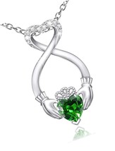 S925 Irish Claddagh Eternity Love Pendant Necklace Good Luck - $98.99