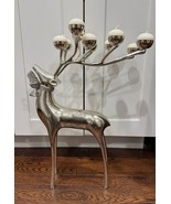 Pottery Barn 20” Polished Brass Reindeer Candelabra 10 Sphere Candle Holder - €136,47 EUR
