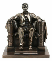 Bronzed Seated Abraham Lincoln Figurine 8&quot;H Lincoln Memorial Colossal Sculpture - £44.97 GBP