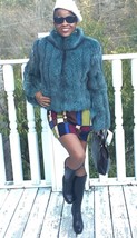 New Designer Bloomingdale&#39;s Blue color fox Fur Coat jacket Stroller Sz 8 - £1,172.60 GBP