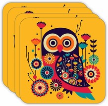 Wooden Handmade Owl Shape Glossary Pattern Tea Coaster Home and Office Use  - £14.83 GBP