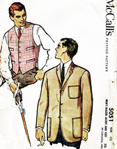 Men&#39;s BLAZER &amp; VEST Vintage 1959 McCall&#39;s Pattern 5051 Size 40 UNCUT - £9.43 GBP