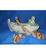 Vintage Pottery Fishing Boat and Accessories - £27.91 GBP