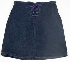 I.N. GIRLS CHILD SIZE MEDIUM 8 10 DENIM SKIRIT PURPLE LACE TIE IN GIRLS - $7.91