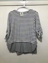 Anthropologie Lili&#39;s Closet Size Small Blue White Striped Tunic Blouse Top - £7.90 GBP