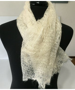 Vintage handcrafted crochet shawl thin soft yarn open weave lightweight ... - $373.83 MXN