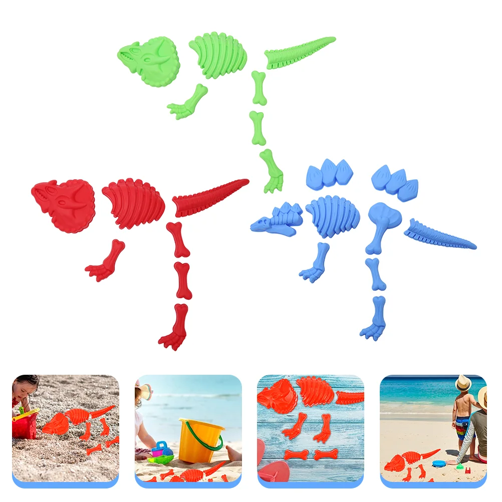 3 Pcs Dinosaur Mold Plastic Beach Sand Toy Toddler Animal Toys The Summer Molds - £12.70 GBP