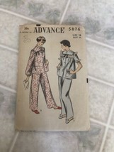 VTG 1950s Sewing Pattern Advance #5876 Pajamas Size 16 Bust 34 uncut - $32.25