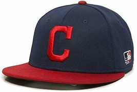 Cleveland Indians MLB OC Sports Two Tone Flat Hat Cap Men&#39;s Proflex Stretch Fit - £18.08 GBP