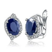 3.32Ct Oval Natural Blue Sapphire Gemstone Stud Earrings 925 Sterling Silver  We - £75.61 GBP