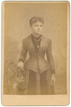 Circa 1880&#39;S Cabinet Card Lovely Young Woman in Stunning Dress Huff Newark, NJ - £8.88 GBP
