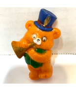 Vintage 80s Googly Eyed Plastic Bear Musician Horn Refrigerator Magnet 2&quot; - £6.79 GBP