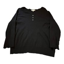 Dressbarn Black Long Sleeve Shirt Women’s Plus 1x Ribbed Sweater Blouse Top - £9.80 GBP