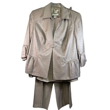 Diane Von Furstenberg Silk Assets Size 1x 3pc Pantsuit in Pewter Shimmery NWT - £87.22 GBP