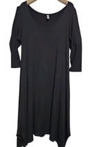 F.H. Clothing Co Fat Hat Womens Large Black Midi Length Handkerchief Hem Dress  - £28.27 GBP