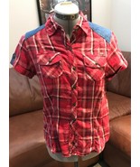 Harley-Davidson Woman&#39;s Plaid Button Down Size Small Maroon Genuine Moto... - £19.62 GBP