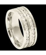 Titanium Ring Double Row Princess Cut Eternity CZ 8mm  Band  Mens Engage... - $58.79 CAD