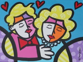 Valter Morais Love Est En The Air Original Acrylique sur Toile Britto - £248.75 GBP