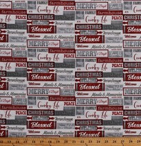 Cotton Christmas Sayings Phrases Holiday Homestead Fabric Print by Yard D649.09 - £9.40 GBP