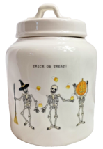 Rae Dunn Trick Or Treat! Skeletons Halloween Cookie Canister  - £62.97 GBP