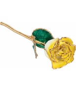 24k Gold Dipped Cream Yellow Lacquer Real Rose Valentine&#39;s Day Holiday Gift - $106.00