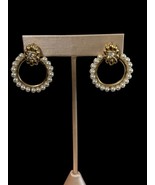 Faux Pearl Hoop Pierced Earrings Circle Gold Tone - $147.00 MXN