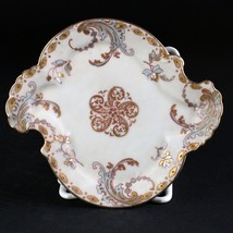 Haviland Limoges Gold Silver &amp; Blue Floral and Scrolls Pin Tray, Antique Dish 6&quot; - £39.09 GBP