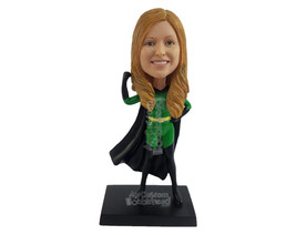Custom Bobblehead Sexy Female Superhero In Action Costume And Flying Cape - Supe - £65.63 GBP