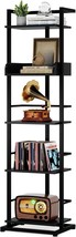 Hosfais Book Shelf Tall Bookshelf: 5 Tier Wood Bookcase With Metal Edge, Black - $77.99