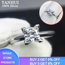 YANHUI Free Sent Certificate 100% Original 925 Solid Silver Square 1.0ct Zircon  - $23.59