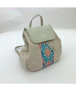 Jen &amp; Co. Tribal Back Pack Vegan Leather Embroidered Woven Pattern Ivory... - $49.18