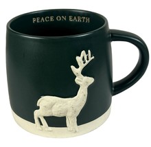 Place &amp; Time Ceramic 16oz Peace on Earth Coffee Forest Green With Deer - $17.74