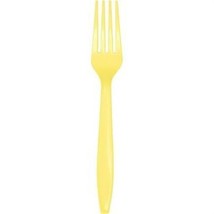 Yellow Heavy Duty Plastic Forks 24 Per Pack Tableware Party Decorations Supplies - £8.34 GBP