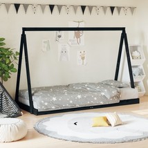 Kids Bed Frame Black 90x190 cm Solid Wood Pine - £88.90 GBP