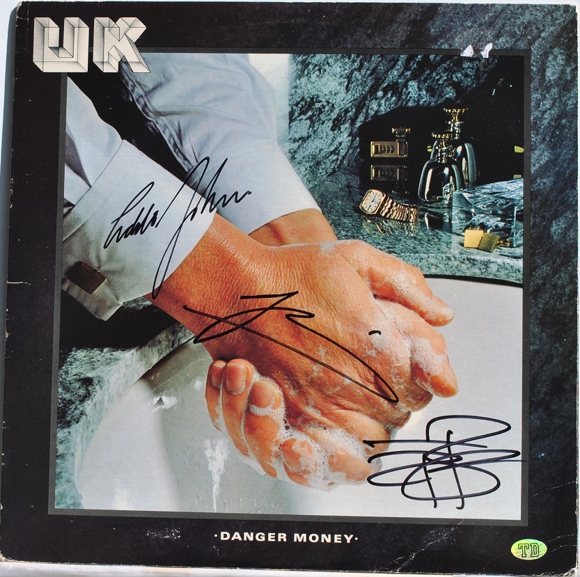 U.K. - DANGER MONEY SIGNED ALBUM X3 - Eddie Jobson, John Wetton, Terry B... - $219.00