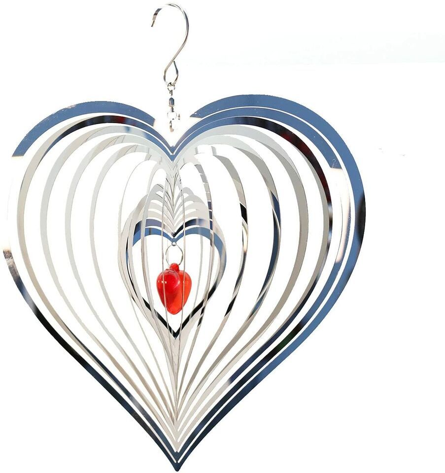 Wind Spinners Outdoor Metal Decorations, 3D Love Heart Stainless Steel Metal - $29.02