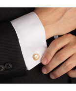 14K Yellow Gold United States Navy Emblem Officially Licensed Cufflinks - $14,277.17 MXN